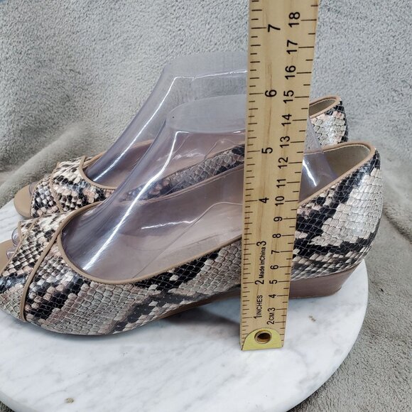 Cole Haan Shoes Womens Size 9 Snakeskin Leather Manmade Peep Toe Wedge - Picture 2 of 11